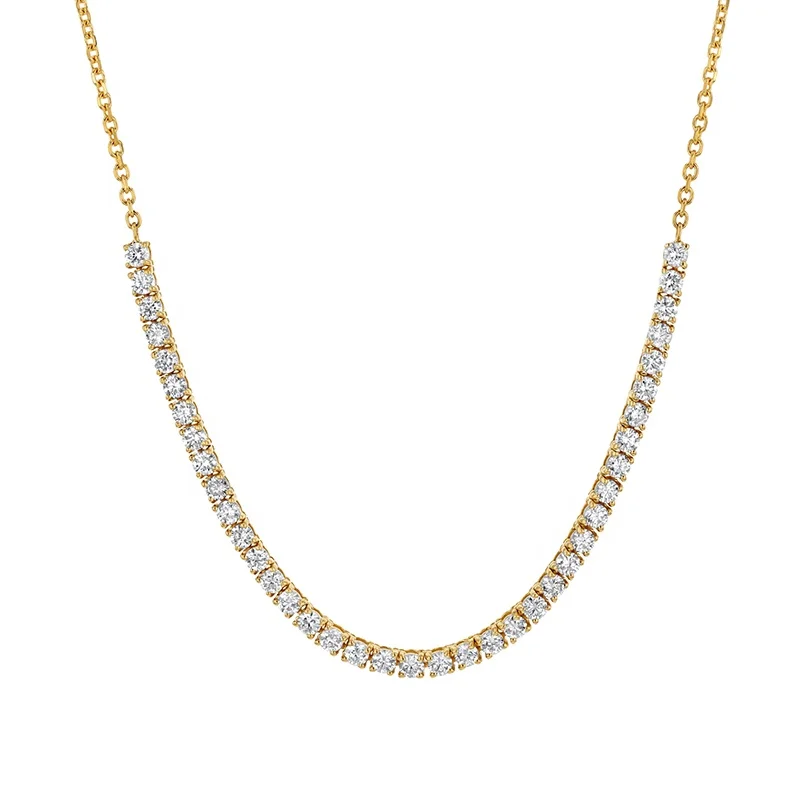 

Milskye handmade 925 sterling silver 18k gold square zircon tennis chain necklace