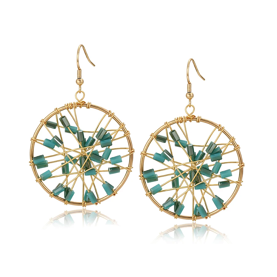 

80892 Xuping New handmade blue color bead woven earring jewelry