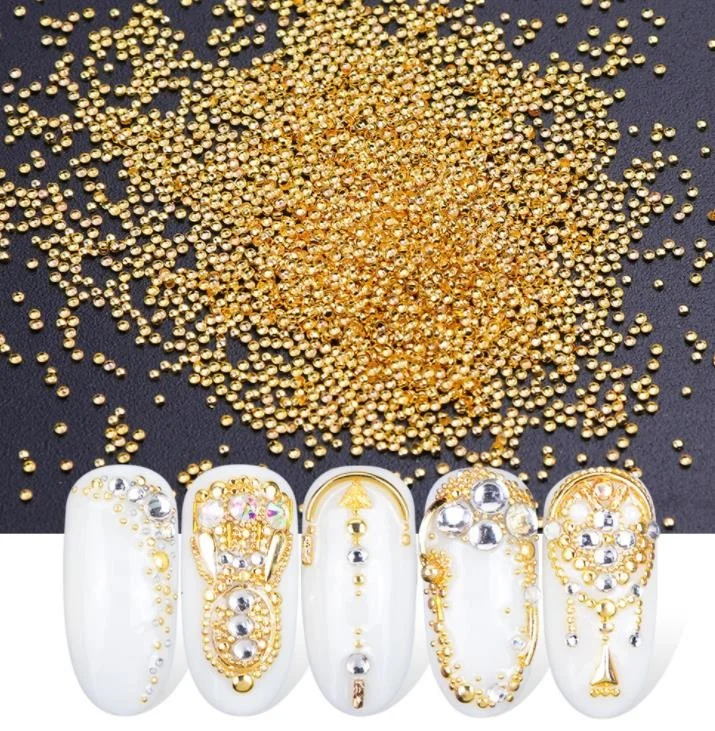 

wholesale 6 girds Nail gold/silver metallic mini beads for nail art decoration