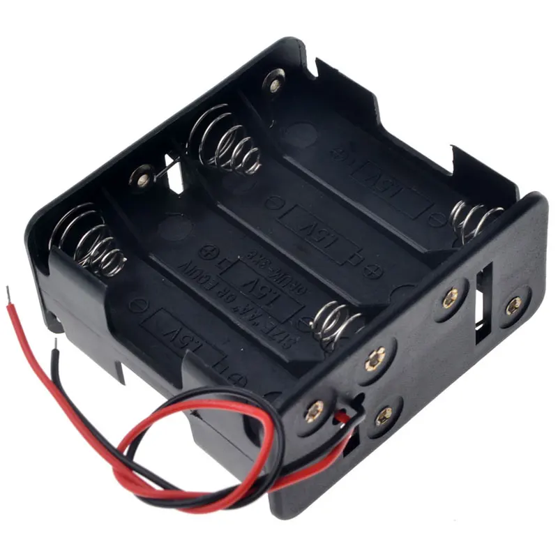 Plastic 12v 8aa Battery Cell Holder Box Case With Wire Lead 2.1mm Dc