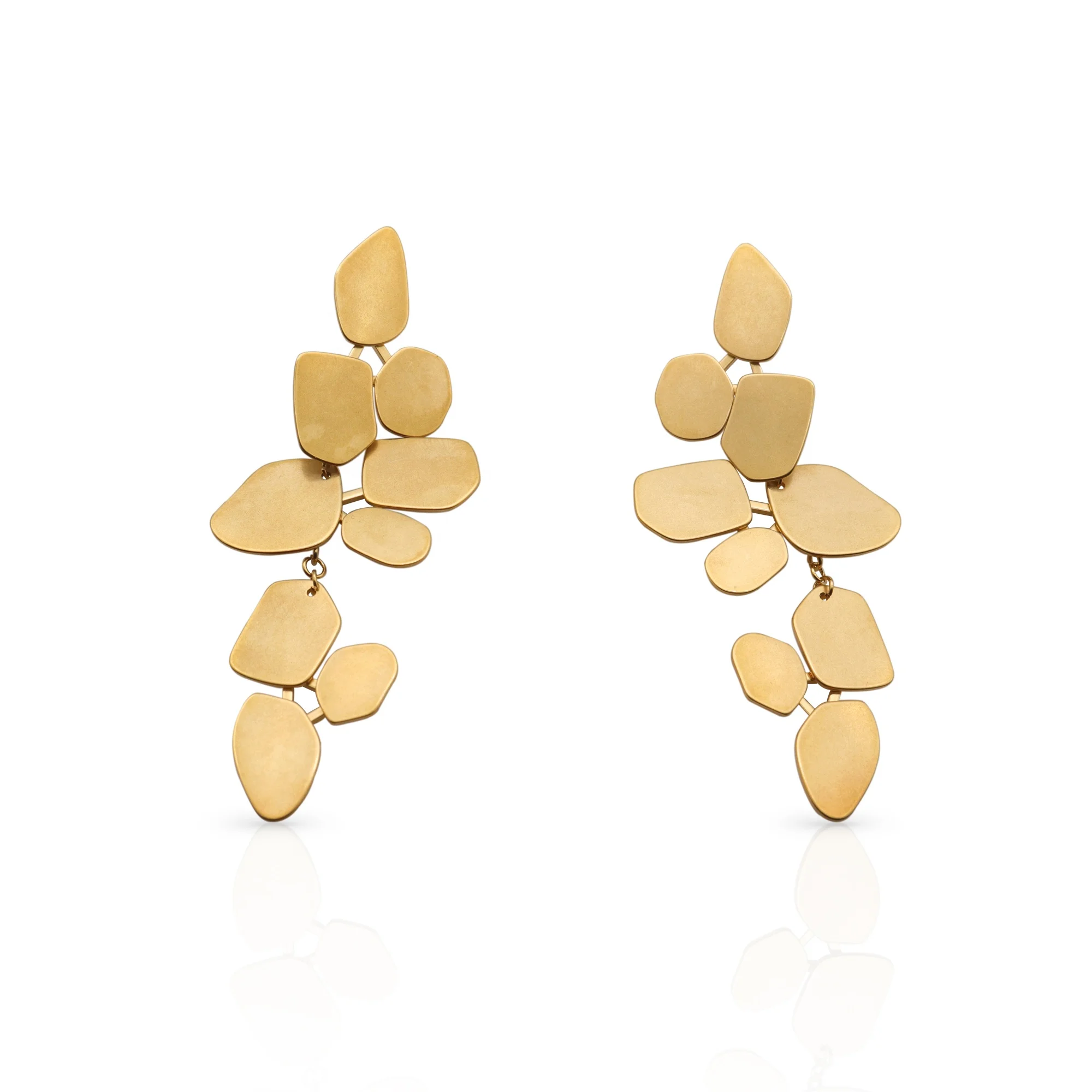 

Chris April in stock Fashion Jewelry 316L stainless steel PVD gold plated Long asymmetry and irregular earrings for women