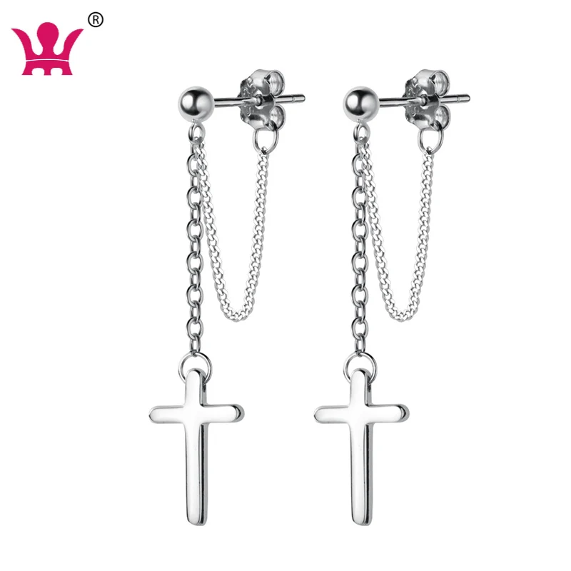 

Cross Tassel Chain Dangle Drop Earrings for Men Women Girls Silver jewelry 925 Sterling Personalized Fashion, Platinum plated