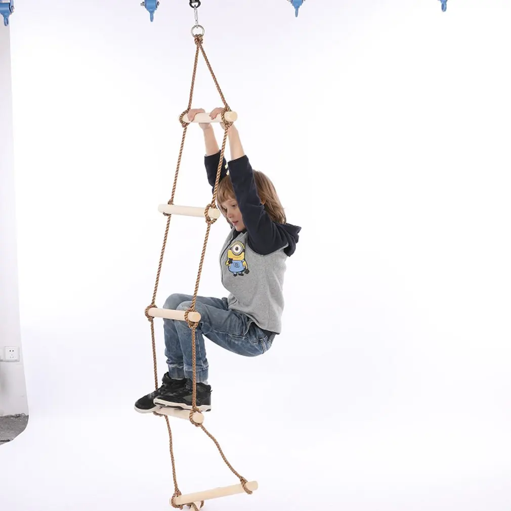 工厂价格木制攀爬梯子儿童绳索梯子游乐场