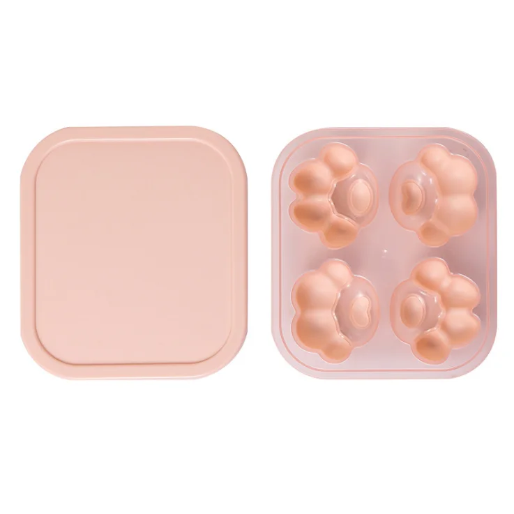 

Custom BPA Free Easy Release Food Grade Silicone Baby Food Cute Ice Cube Tray Mold With Lids, Customized color