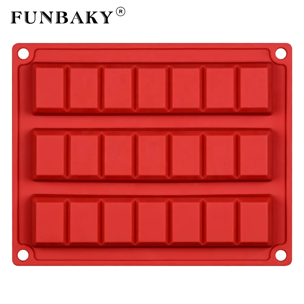 

FUNBAKY JSC2943 Heat resistant molds rectangle shape chocolate silicone mold food grade candy making tools, Customized color