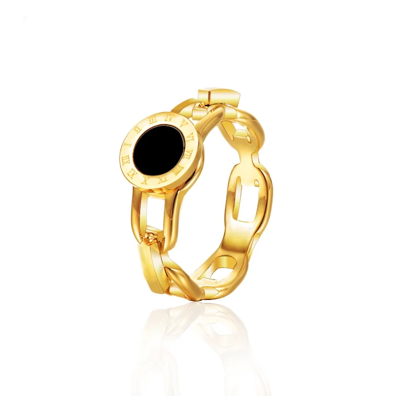 

BAOYAN Gold Plated Stainless Steel Anniversary Ring For Women, Black color