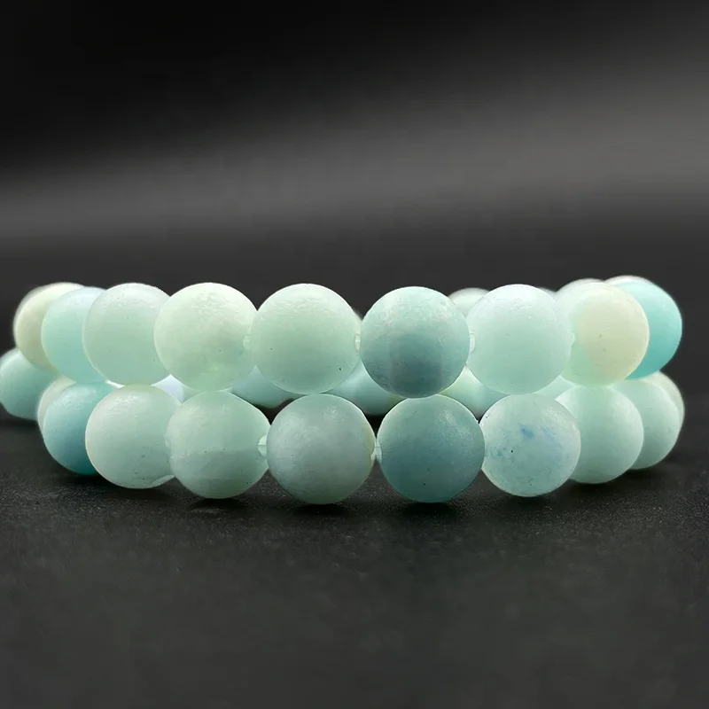 

Natural Matte Gemstone Round Loose Beads A Grade Blue Amazonite Energy Stone Beaded For Jewelry Making Bracelet Necklace