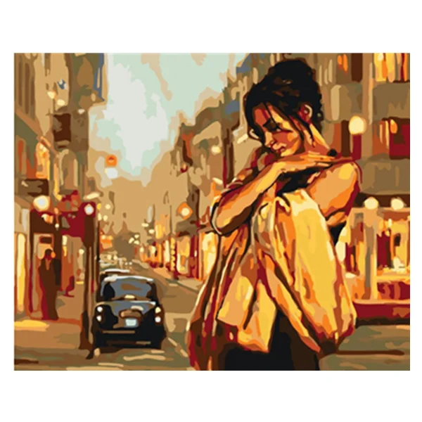 

HUACAN DIY Oil Painting By Number Girl Dropshipping Ready Frame Scenery Drawing Canvas Prints Paint By Numbers Portrait Kits