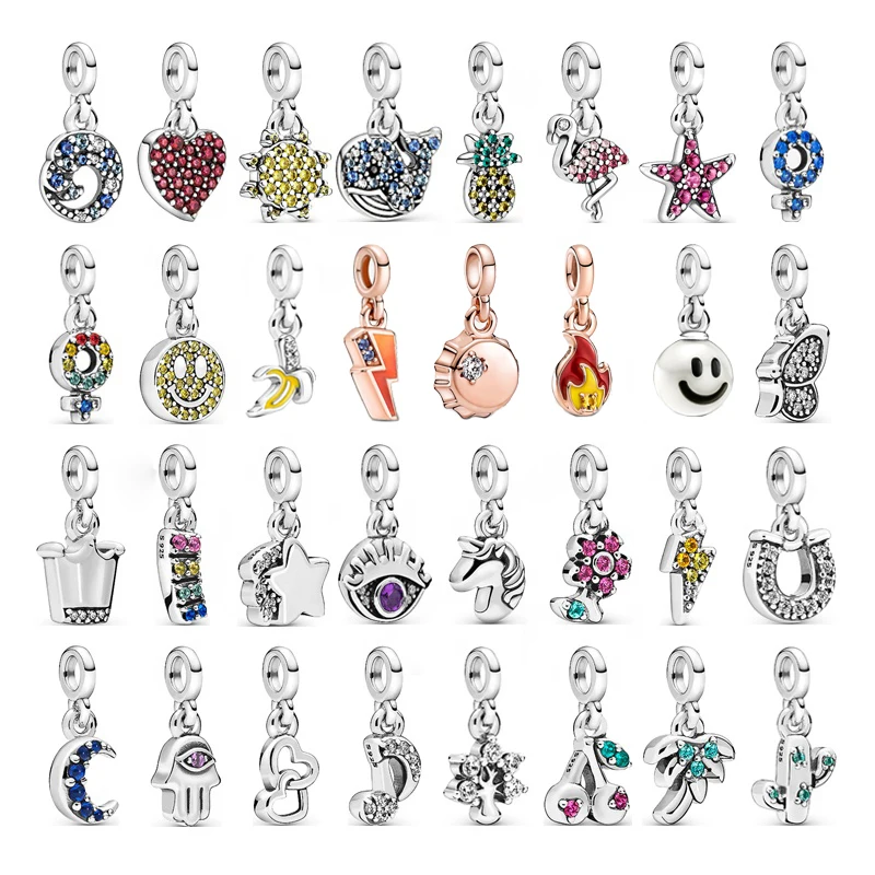 

Slovehoony 925 Sterling Silver DIY Enamel Rings Set With Pan- Me Charms For Summer Hottest Jewelry