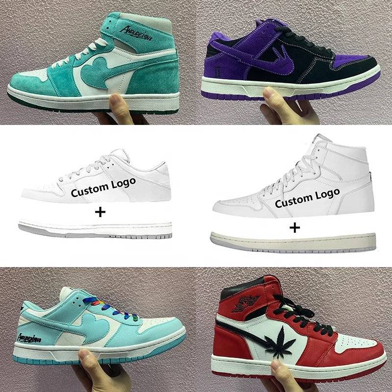 

Factory 1:1 High Quality Genuine Leather Low Top Trendy Customized Brand Men Basketball Shoes, Customized color
