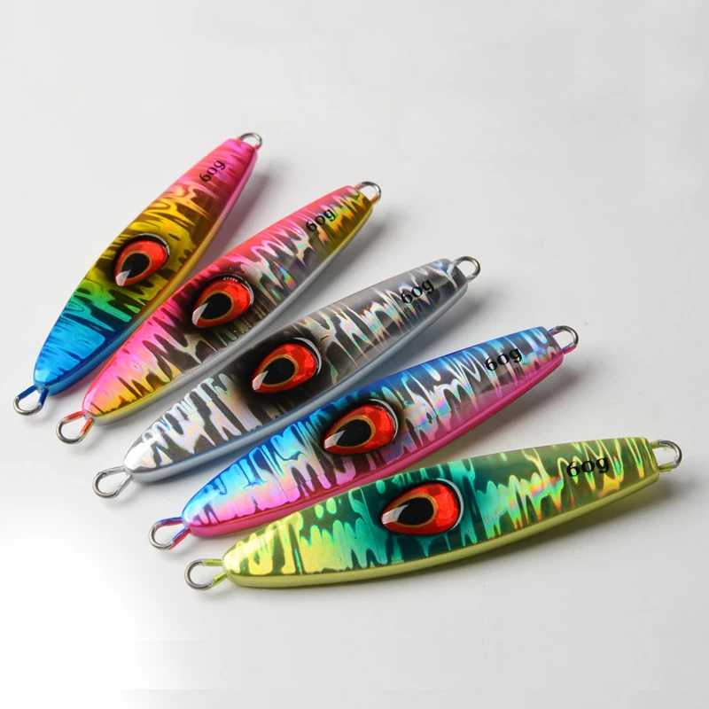 

Leurre De Peche Vertical Jigging Lure Metal Hard Bait 40g 60g 80g Casting Bait Sahte Yem Spinnerbait Fishing Lures Saltwater, 5 colors