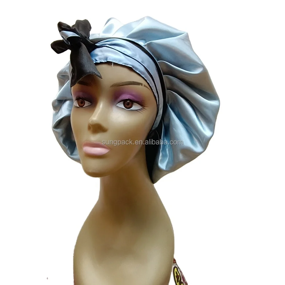 

15"Reversible Satin Sleep Cap for Women Braids Hairs Double Layers Silk Bonnet Tie Headwrap Hats