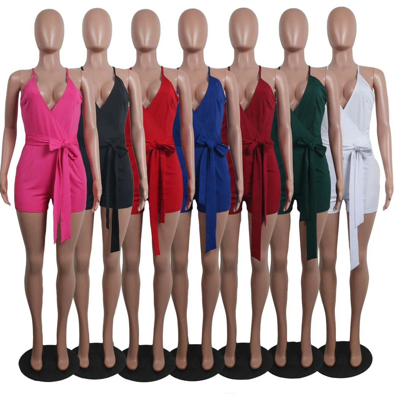 

MT06-752 Customized casual ladies clothing sexy deep V-neck shorts one-piece bodysuit sexy jumpsuit