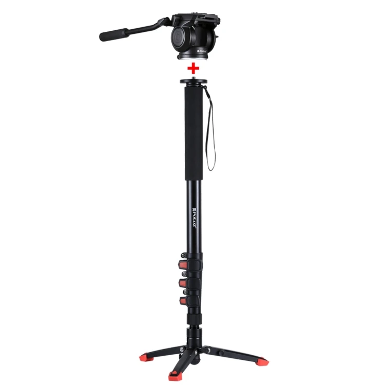 

Factory Price Four-Section Telescoping Aluminum-magnesium Alloy Self-Standing Monopod + Fluid Head with Support Base Bracket