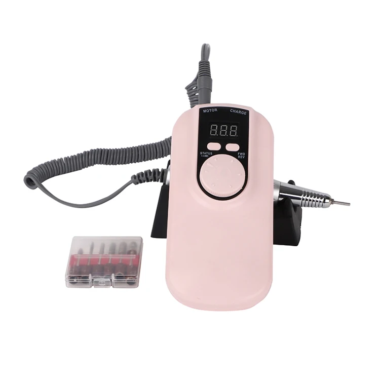 

Portable Electric Nail Drill Machine With Acrylic nail file machine, Pink