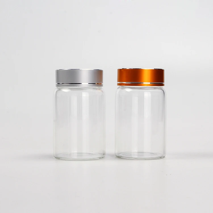 

Transparent 100ml High Borosilicate Bottles Clear Glass Jar Container With Aluminum Lid For Flower Tea Bath Salts, Clear,transparent