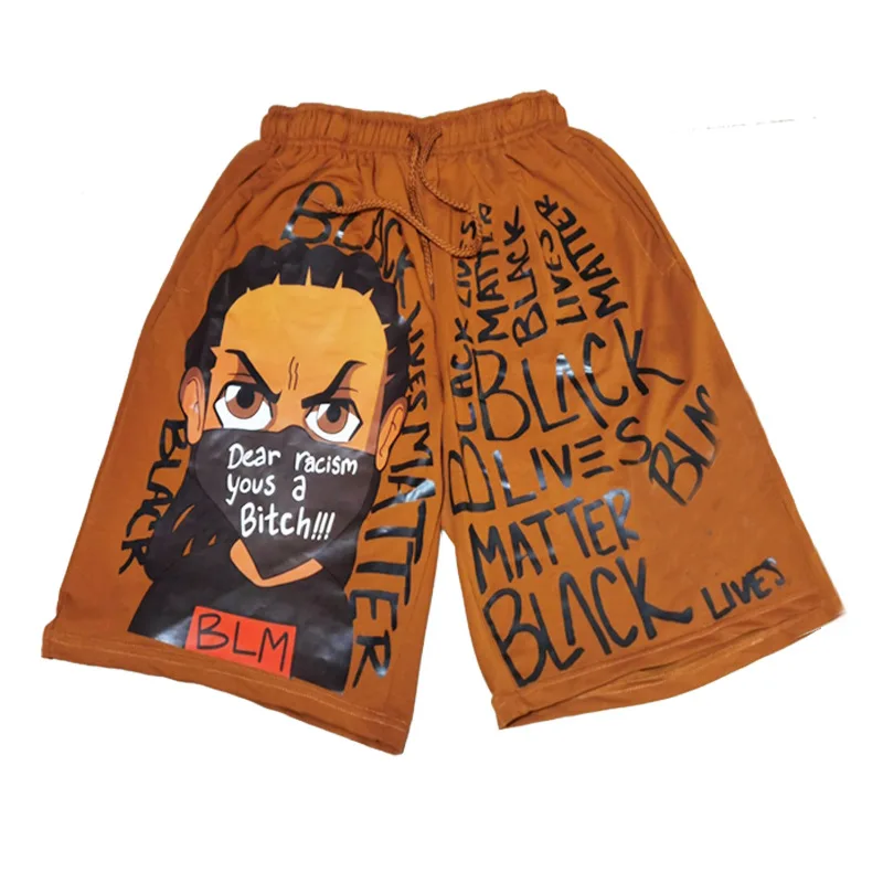 

cartoon custom logo plus size beach cotton biker half pant shorts cartoon Men's Elastic Waist nk cotton character shorts