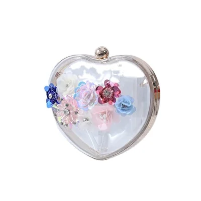 

Transparent heart shape personalized chain clutch acrylic bag