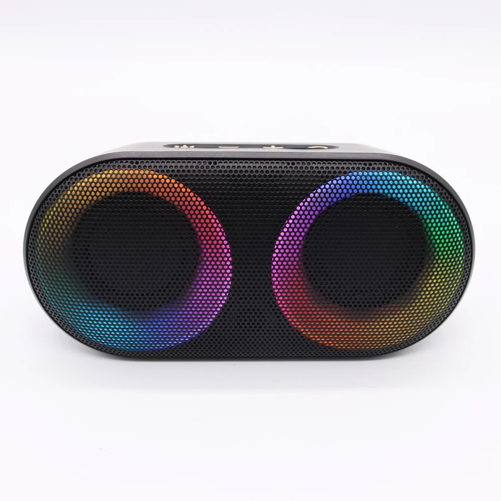 

Outdoor Speakers Bluetooth Colorful Portable Stereo Wireless Bluetooth Speaker With LED Light, Black