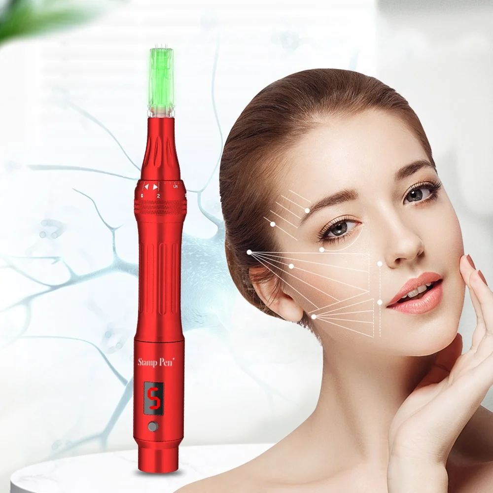 

New Product 2022 Anti Flow Derma Pen Derma Stamp Electric Pen Microneedling Machine With 7 Colors LED Photon Light For Acne Scar