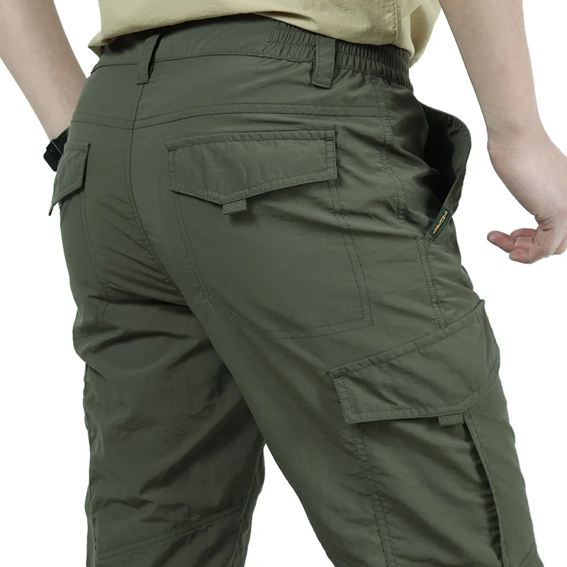 Men's Summer Casual Pants Quick Dry Lightweight Tactical Cargo Mid Waist Nylon Waterproof Waterproof Style