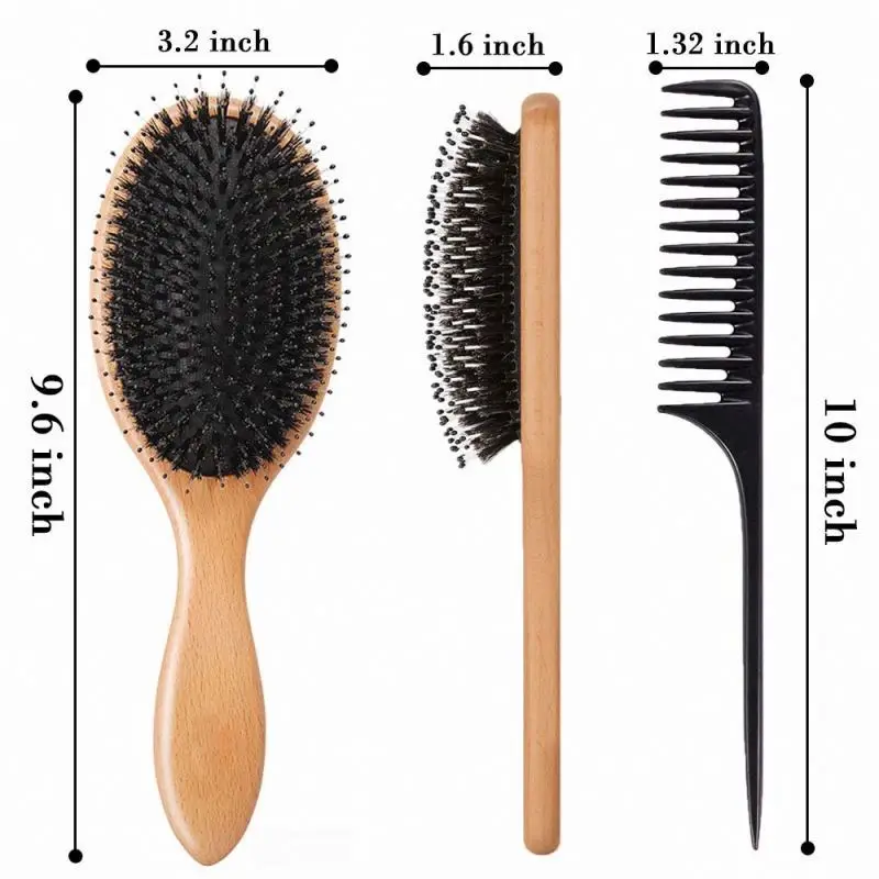 

White Green Print Small Metal Teeth Brand Mini For Massag Handl Set Travel And Mirror Style Custom Wood Hairbrush Hair Brush