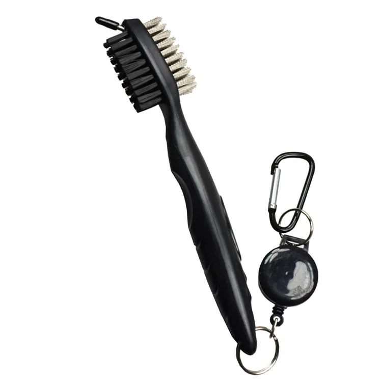 

2 Side Golf Club Cleaning Brush With Spike and Clip, Black/red/green/blue