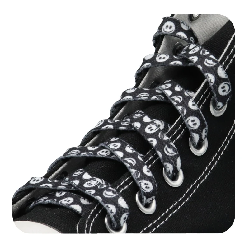 

black custom printed flat shoe lace with plastic tips,8mm polyester shoelace