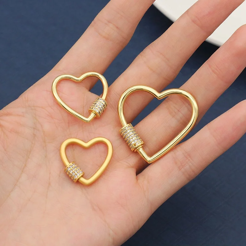 

Heart Shapes charm clasps Crystal Gold Plated Fine Bracelet Clasp Lock Women Diy heart charm accessories