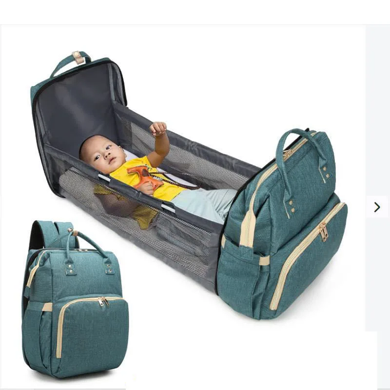 

China OEM multifunctional folding backpack baby sleeping bed waterproof portable diaper bag, Customized colors