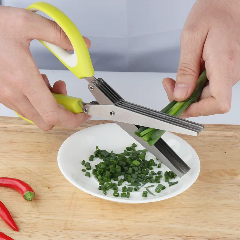 Chopped Onion Kitchen Vegetable Cutting Scissor Multifunction 5 Blade