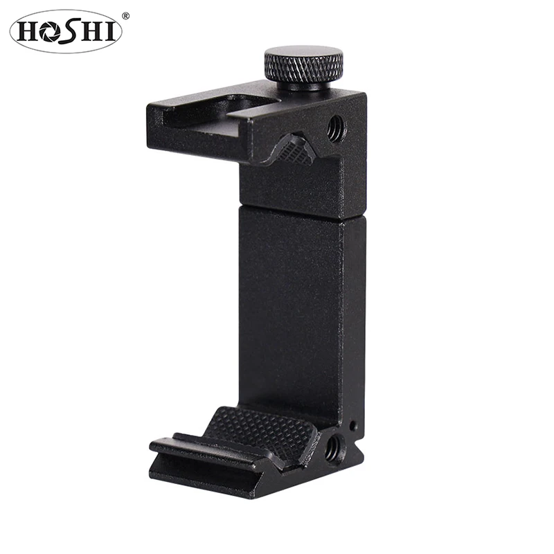 

HOSHI HS-22 Universal Phone Holder 1/4" Screw Adjustable Phone Clamp with Hot Shoe for Tripod Selfie Smartphone Holder