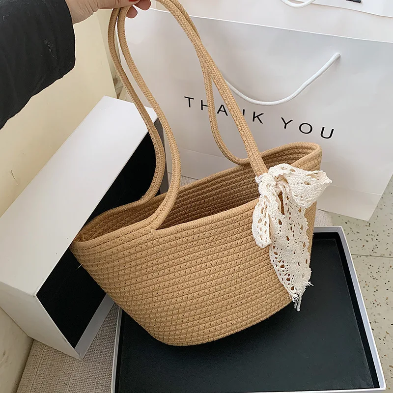 

Korean style 2021 summer beach tote bag fashion weave hand bag women handbags ladies shoulder purses wholesale