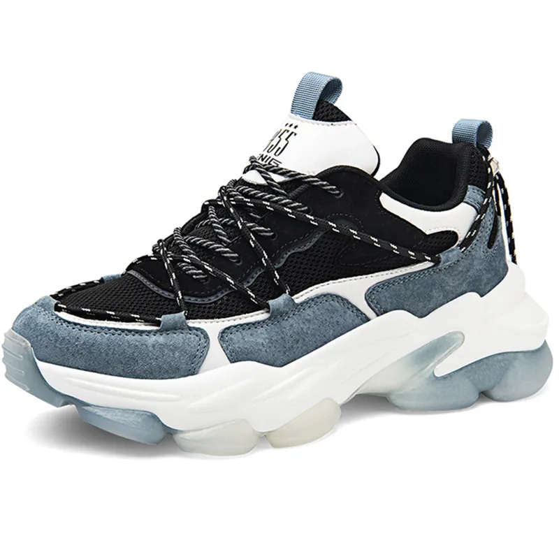 

Rainbow Chunky Sneakers Women Round Toe Lace-Up Mixed Colors platform Lady Casual Shoes Handmade wedges shoes ladies