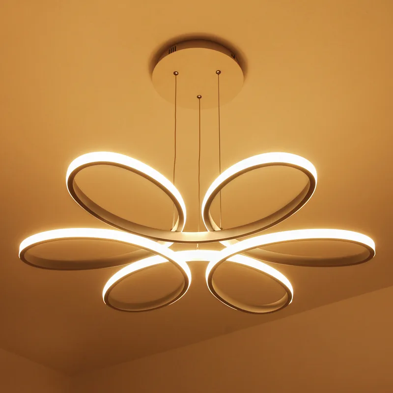 Modern chandelier simple flower-shaped led creative personality art Nordic bedroom study Nordic restaurant chandelier
