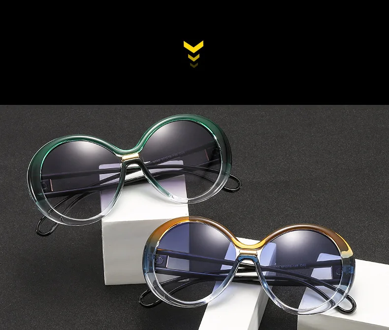 Designer Logo Colorful Hollow Out Frame Oversized Women Sunglasses