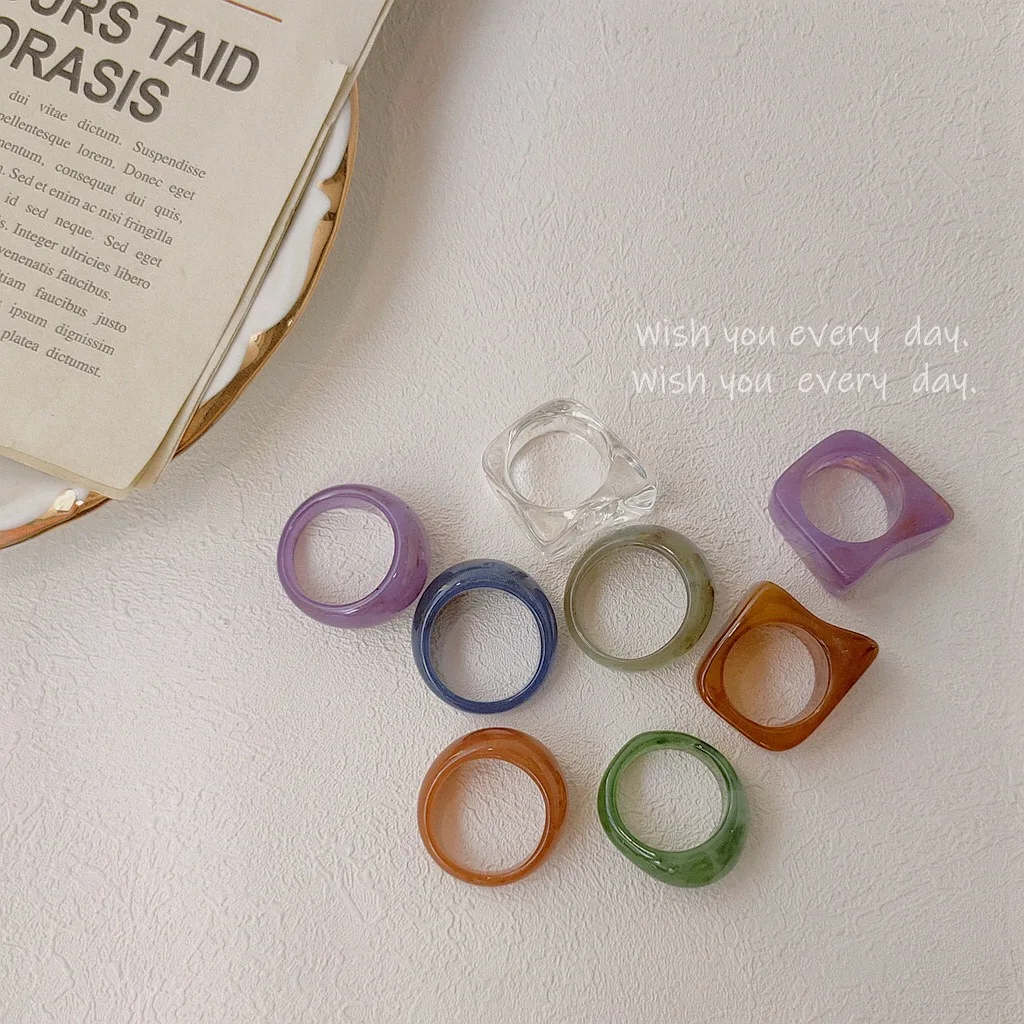 

Ins vintage Resin Design Cool New Fashion ring Acetic Acid Resin Finger Ring