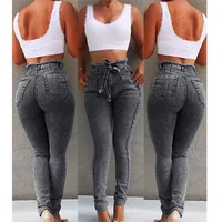 

Custom high waist skinny pant women denim skinny pantalone lady femme stretch fringe women jeans