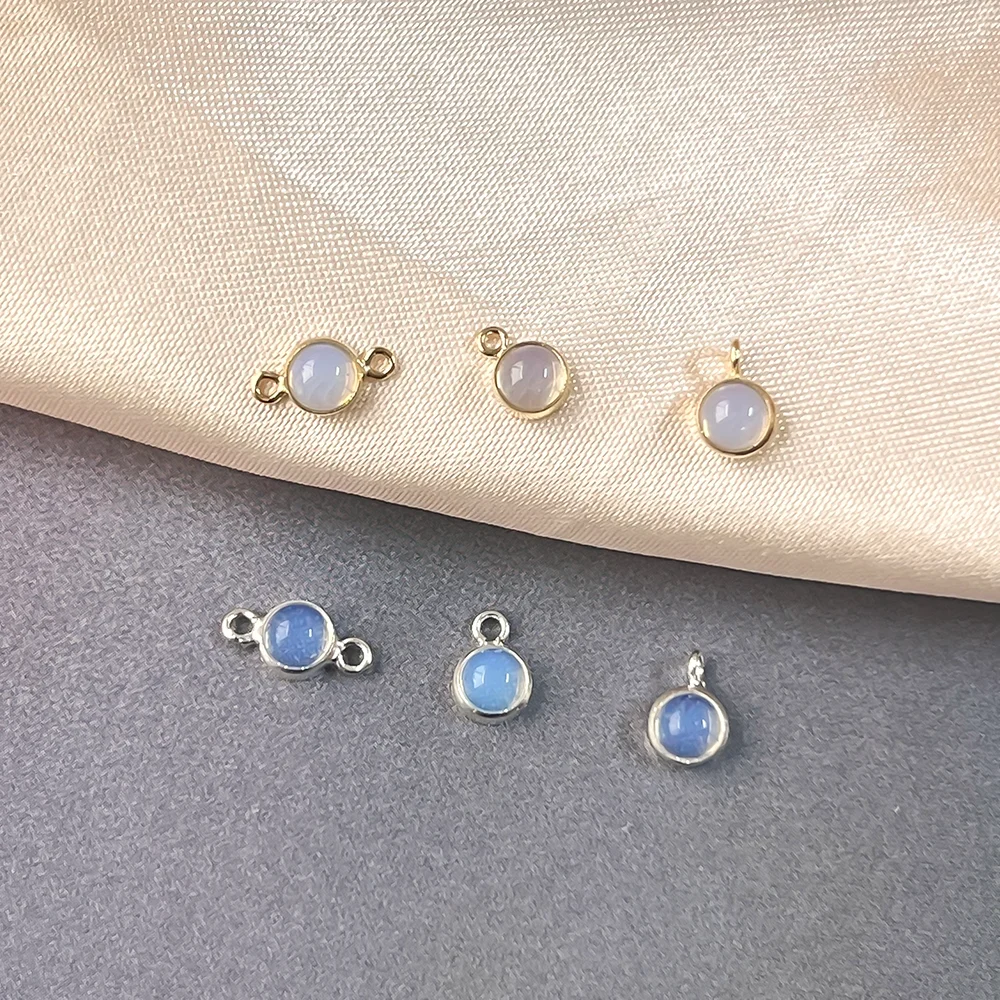 New Style  14K Gold Filled Imitation Moonstone Pendant Charms for Necklaces Jewelry Connectors