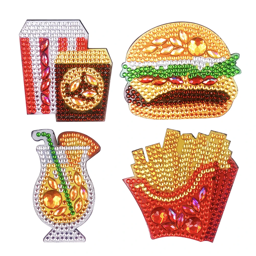 

2020 factory hot sale hamburger chips pattern wholesale diamond painting fridge magnets
