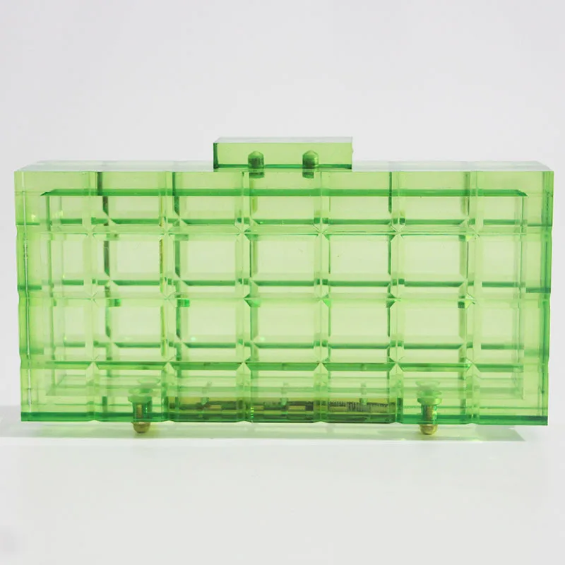 

green acrylic plastic bag storage box fashion evening clutch acrylic handle bags