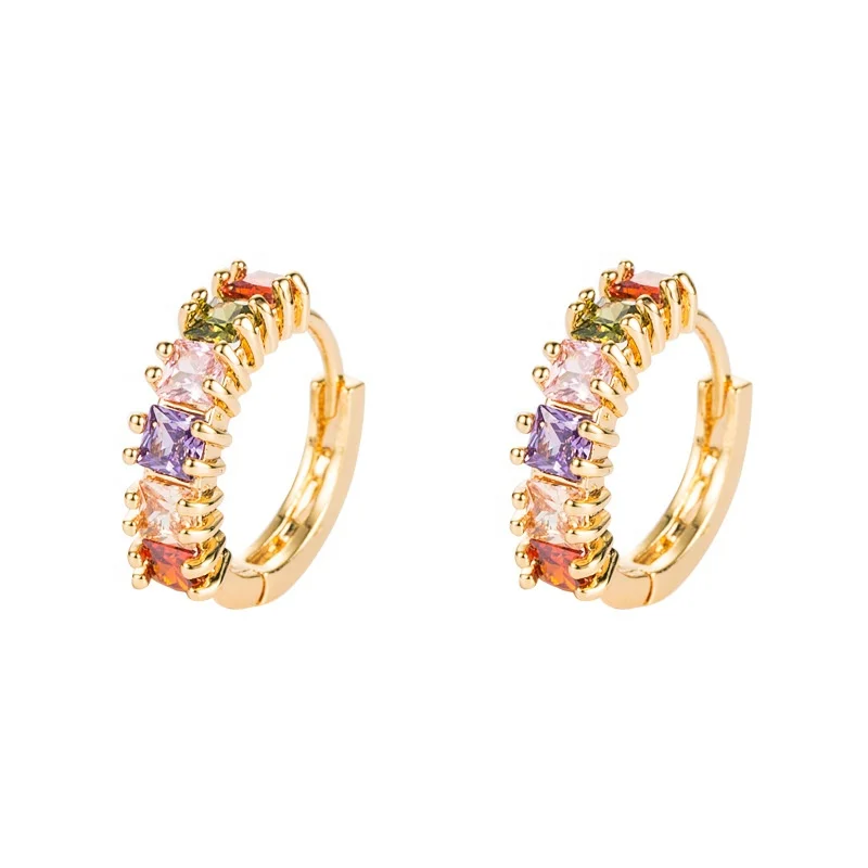 

High Quality Fashion rainbow hoop small gold earrings for women gold hoop earrings 18k gold plated