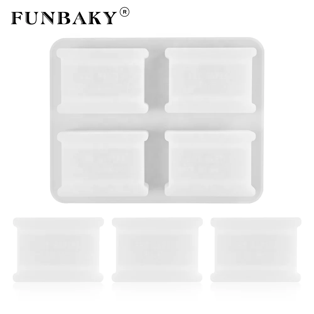 

FUNBAKY JSC2664 Home use eco - friendly 4 cavity large volume rectangle shape soap silicone mold handcraft making kits, Customized color