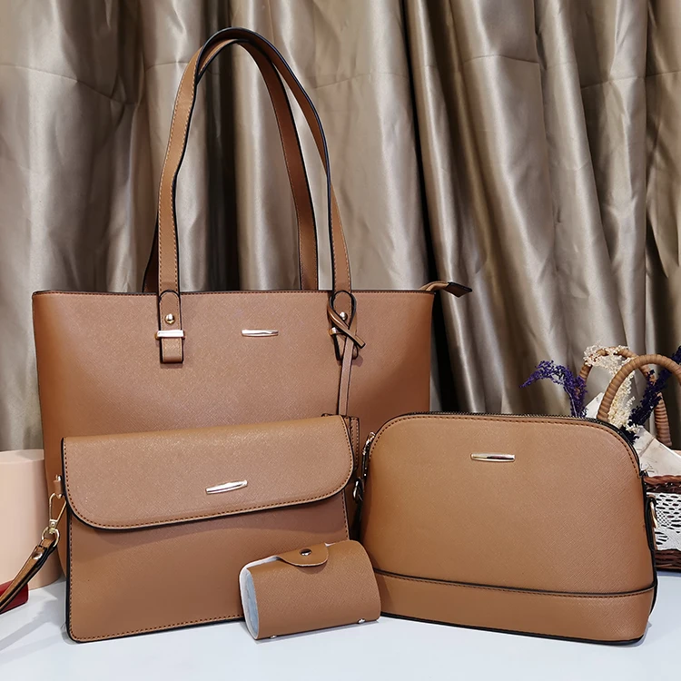 

Luxury Designer Large Capacity PU Leather 4 in 1 Womens Purses And Handbag Sets Custom LOGO Women Bag Handbags For Ladies Set
