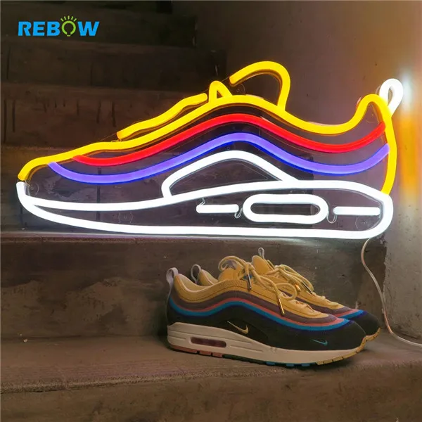 
Rebow Manufacturer Rolling Stones Shoes Led Glass Flex Neon Custom Sign 