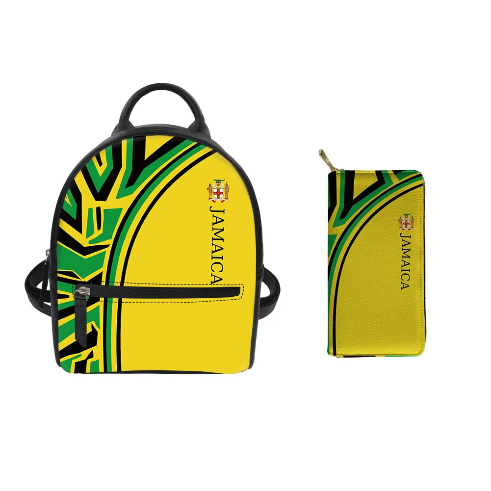 

Book Bag Backpack School JAMAICA Logo Printed Cheap 2PCS Set Kids School Backpack Bag Match Wallet Wholesale Backpacks Kids, Customized color