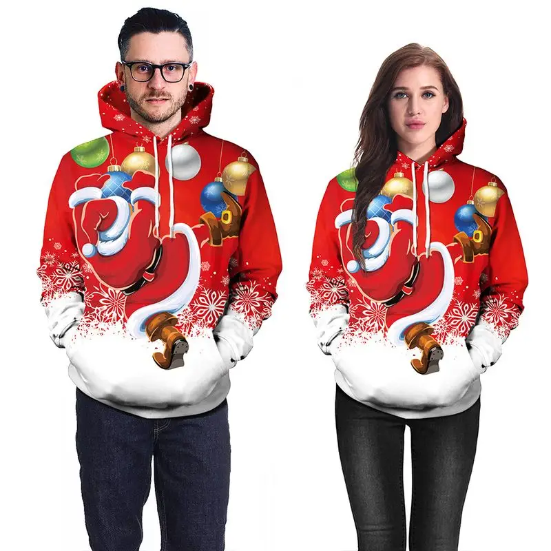

High Fashion Christmas Custom Santa Claus Graphic Printing Women Men'S Spring Long Sleeve Premium Oversized Hoodies