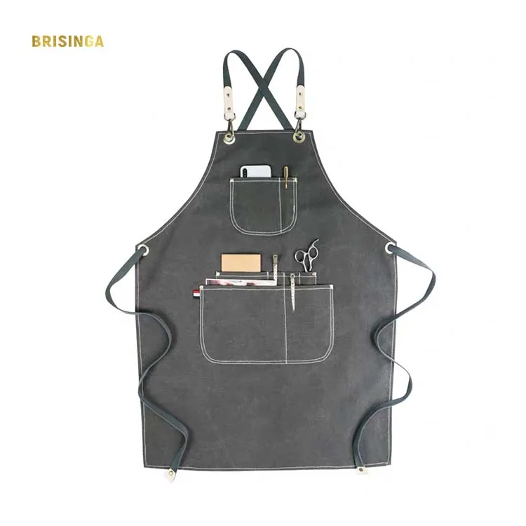 

Canvas apron barber uniforms barber apron cloth men carpenter apron, Grey