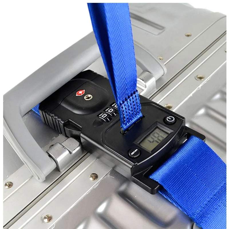 

Custom Travel Suitcase Tag Belt TSA Lock Sublimation Polyester tsa luggage strap with scale
