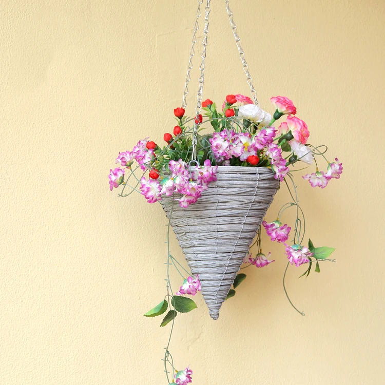 

Hanging planters wooden basket garden flower pots wall hanging basket, Gary